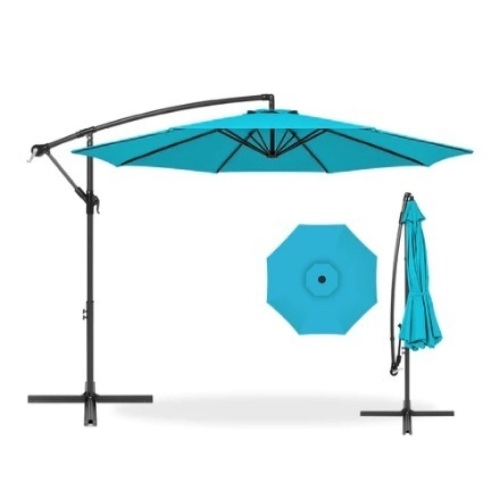 Offset Hanging Patio Umbrella, 10ft, Sky Blue - Lot 487