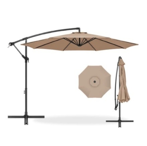 Offset Hanging Patio Umbrella, 10ft, Tan - Lot 489