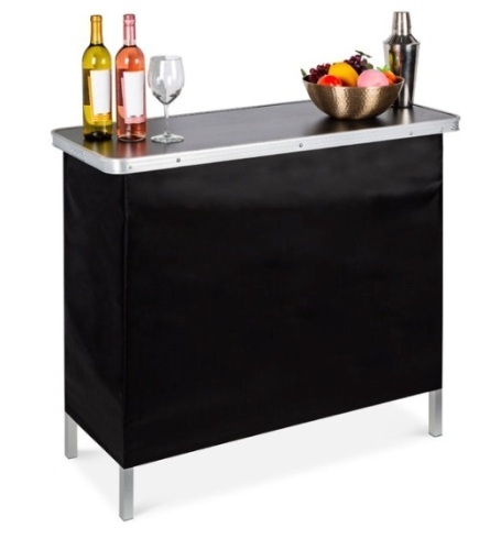Portable Pop-Up Bar Table w/ Carrying Case, Removable Skirt - Lot 630