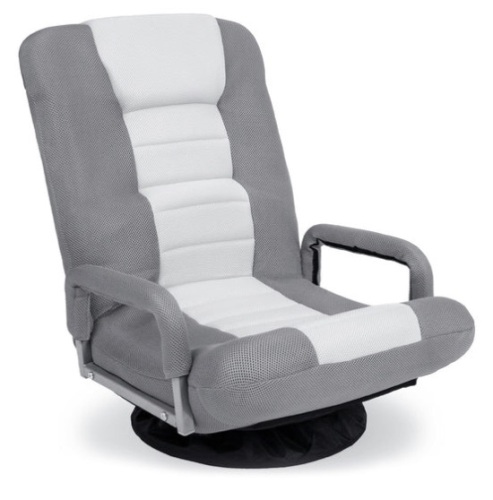 Gaming Floor Chair w/ 360-Degree Swivel, Armrest, Adjustable Backrest, Gray/White - Lot 634