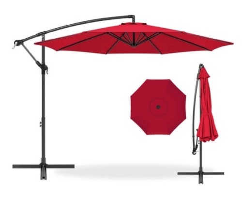 Offset Hanging Patio Umbrella - 10ft, Red - Lot 647
