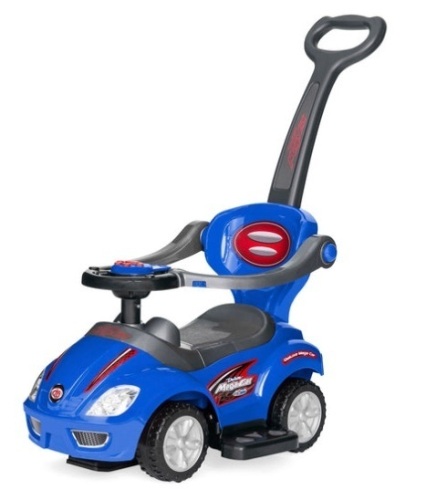 3-in-1 Kids Push Car w/ Handle and Horn, Blue - Lot 663
