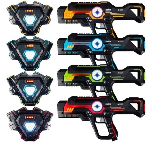 Set of 4 Infrared Laser Tag Guns & Vests w/ 4 Team Colors - Lot 664