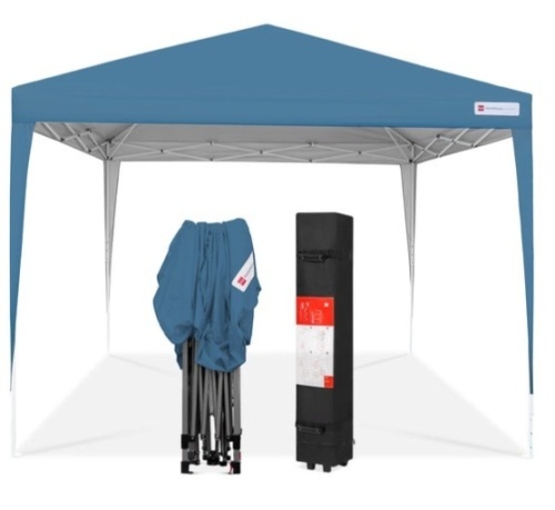 Outdoor Portable Pop Up Canopy Tent w/ Carrying Case, 10x10ft, Blue - Lot 666