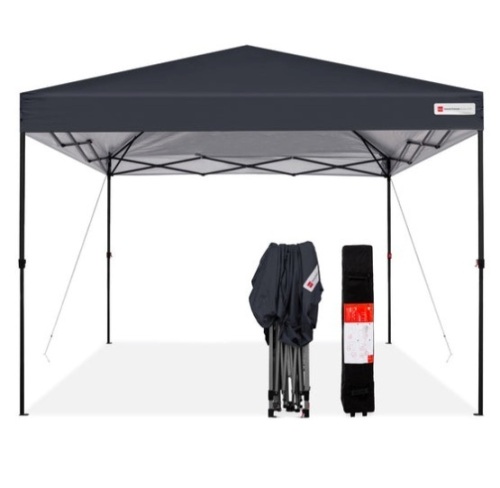 One-Person Setup Instant Pop Up Canopy w/ Wheeled Bag - 10x10ft, Gray - Lot 667