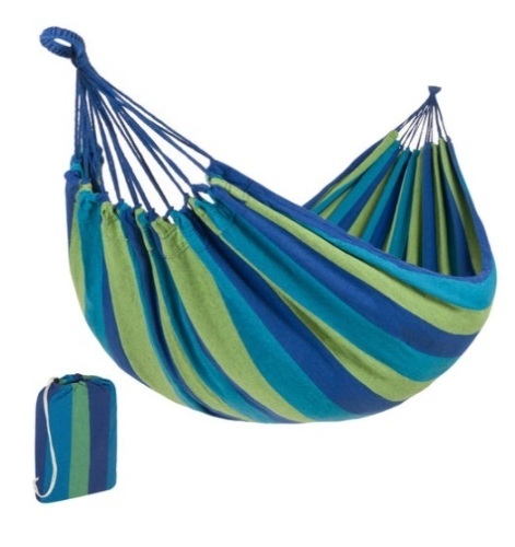 2-Person Brazilian-Style Double Hammock w/ Portable Carrying Bag, Blue - Lot 669