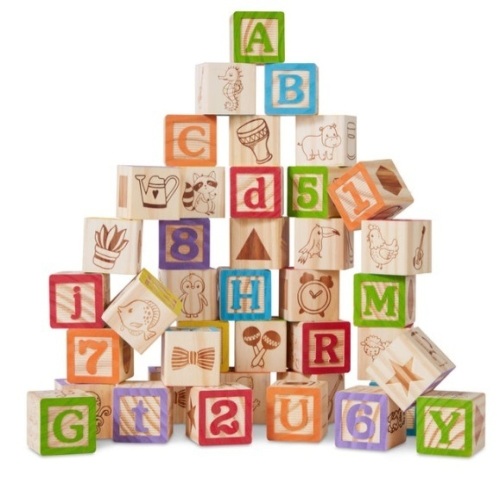 40-Piece Kids Wooden ABC Block Set Toddler STEM Toy w/ Carrying Case - Lot 673