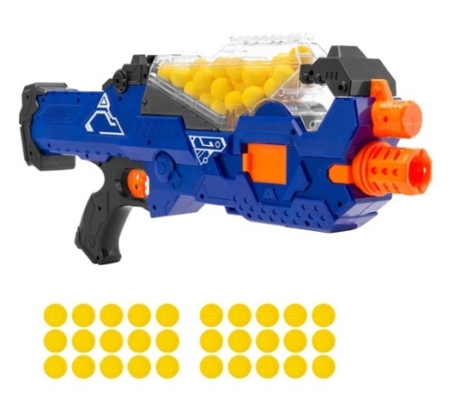 Kids Motorized Foam Ball Gun w/ Auto Feeder, 20 Balls, Distance Shooting - Lot 674