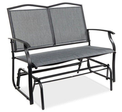 2-Person Patio Loveseat Swing Glider, Bench Rocker w/ Armrests, Gray - Lot 688