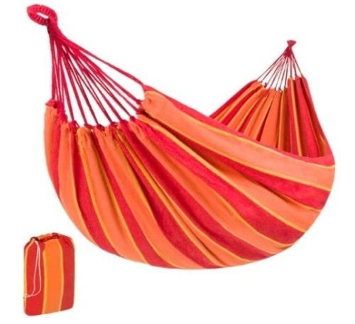2-Person Brazilian-Style Double Hammock w/ Portable Carrying Bag, Orange - Lot 696
