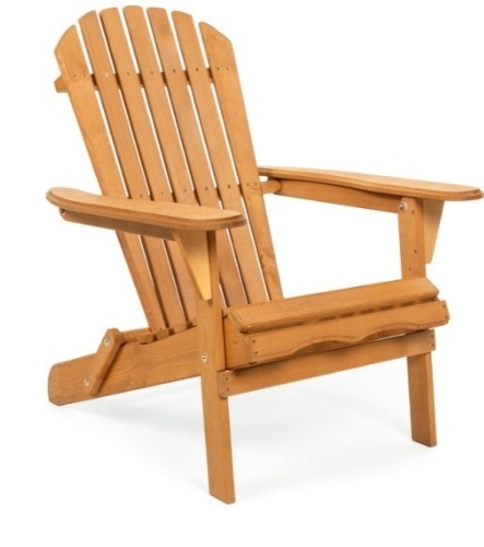 Folding Wooden Adirondack Chair Accent Furniture w/ Natural Finish - Brown - Lot 708