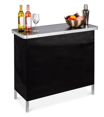 Portable Pop-Up Bar Table w/ Carrying Case, Removable Skirt - Lot 717
