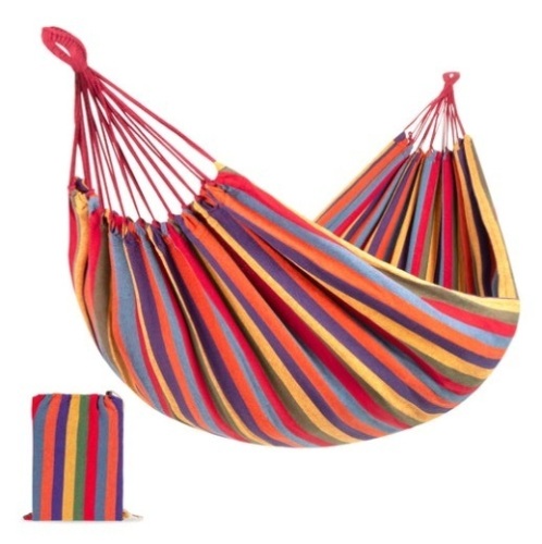 2-Person Brazilian-Style Double Hammock w/ Portable Carrying Bag, Rainbow - Lot 728