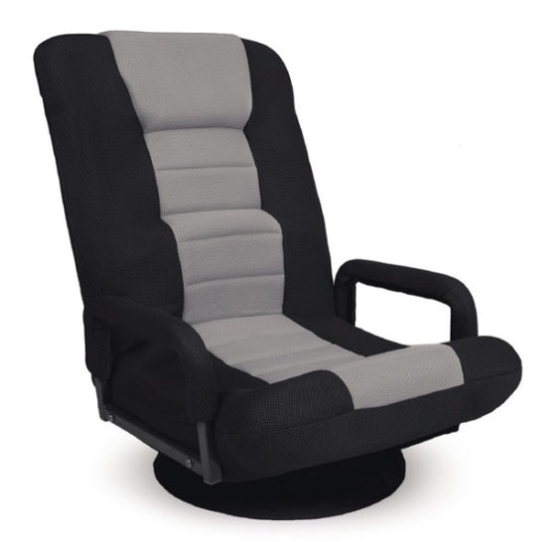 Gaming Floor Chair w/ 360-Degree Swivel, Armrest, Adjustable Backrest, Black/Gray  - Lot 740