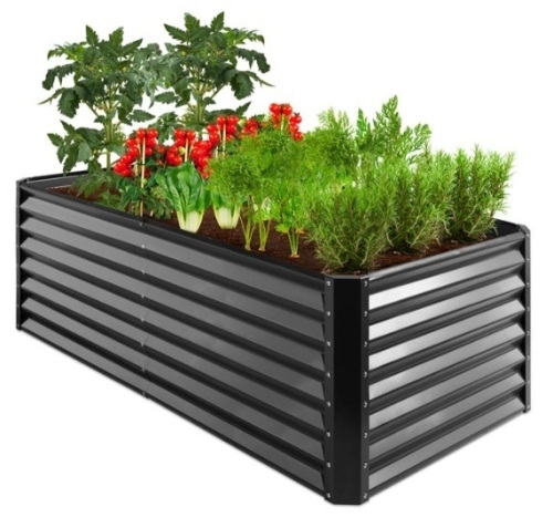 Outdoor Metal Raised Garden Bed for Vegetables, Flowers, Herbs - 6x3x2ft, Gray - Lot 754