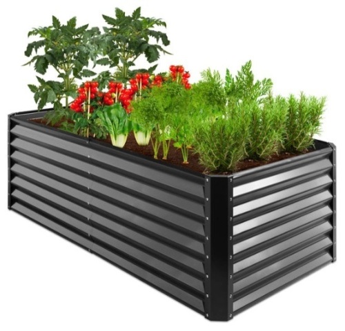 Outdoor Metal Raised Garden Bed for Vegetables, Flowers, Herbs - 6x3x2ft, Gray - Lot 759