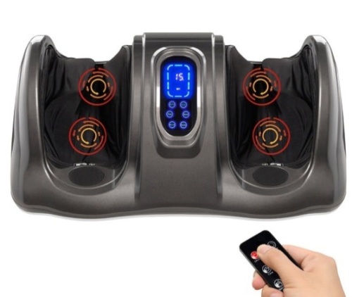 Therapeutic Foot Massager w/ High Intensity Rollers, Remote, 3 Modes, Gray - Lot 763