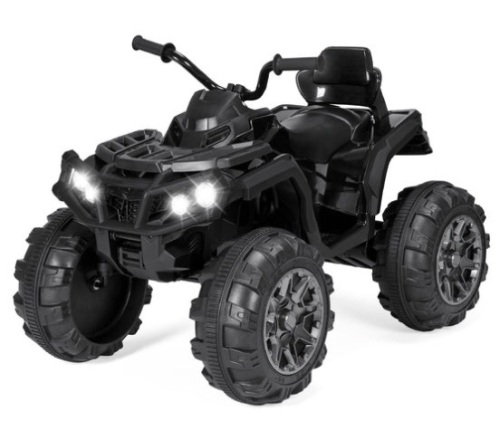 12V Kids Ride-On 4-Wheeler Quad ATV Car w/ 3.7mph Max, Bluetooth, Headlights, Black - Lot 766