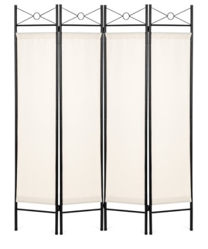 4-Panel Folding Privacy Screen Room Divider Decoration Accent, 6ft, White - Lot 767