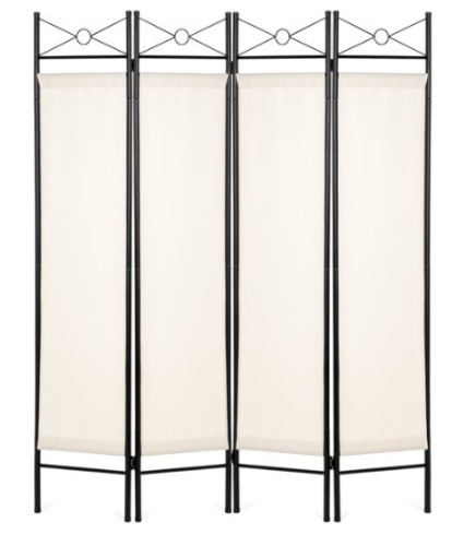 4-Panel Folding Privacy Screen Room Divider Decoration Accent, 6ft, White - Lot 770