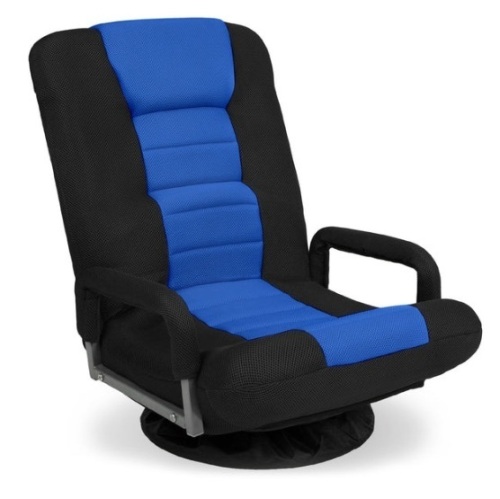 Gaming Floor Chair w/ 360-Degree Swivel, Armrest, Adjustable Backrest, Black/Blue - Lot 772