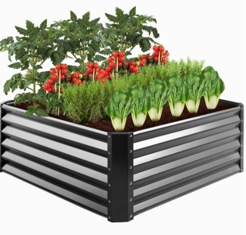 Outdoor Metal Raised Garden Bed for Vegetables, Flowers, Herbs - 4x4x1.5ft - Lot 799