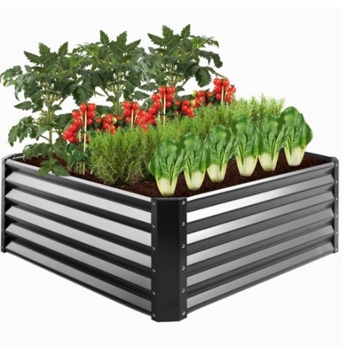 Outdoor Metal Raised Garden Bed for Vegetables, Flowers, Herbs - 4x4x1.5ft - Lot 800