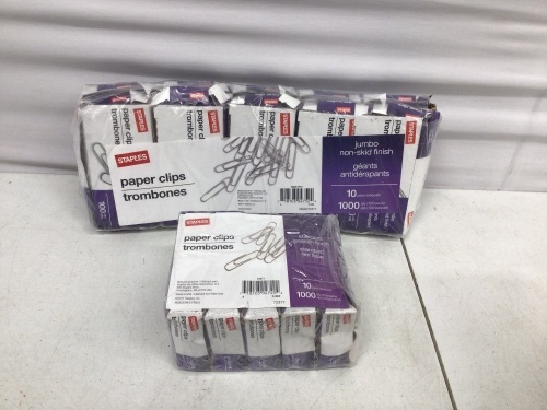 Staples Paper Clips, 10 Boxes Jumbo & 10 Standard, New, Retail 30.19 - Lot 222