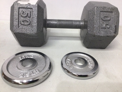 50lb Dumbell and 2 Weights, E-Commerce Return - Lot 115