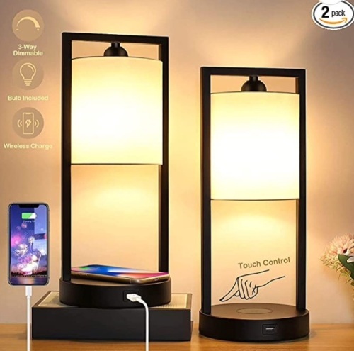 Lot of (2) Wireless Charging Touch Control Dimmable Table Lamps, Untested, Appears new, Retail 69.98 - Lot 98