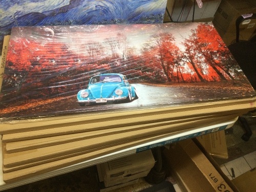 Lot of (6) Light Blue VW Beetle Canvas Prints - New - Lot 548