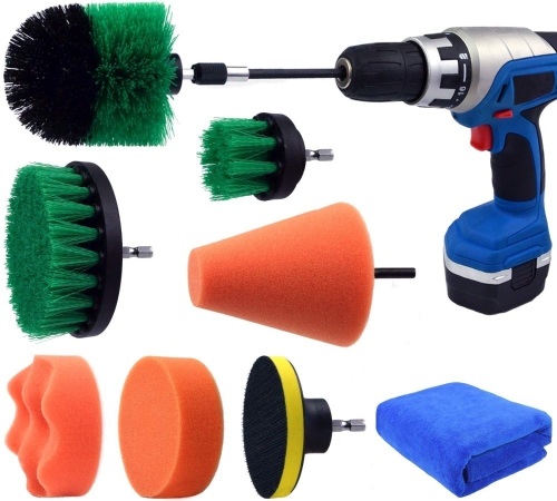 Lot of (6) Poliwell 8 pc Multipurpose Drill Brush Scrubber Cleaning Sets (Drill Not Included) - New - Lot 600