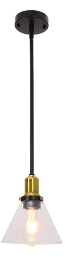 Lot of (2) Lucidce Hanging Pendant Light with Clear Glass Cone, Matt Blacke and Aged Brass Finish - Appear New  - Lot 1023