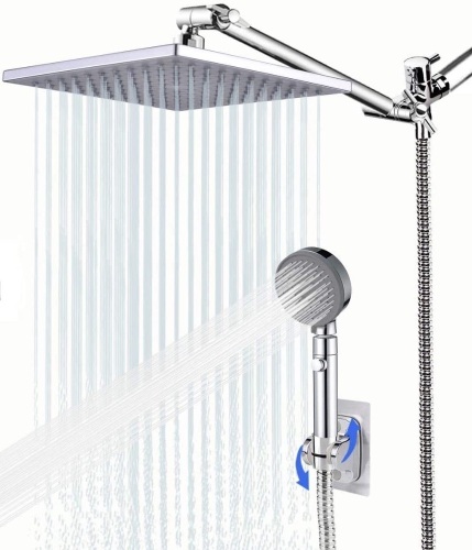 8" Rainfall Shower Head with 11" Extension Arm and 3 Setting Handheld Combo - New - Lot 1072
