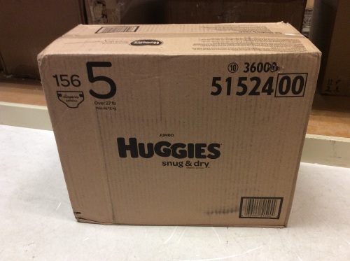 Huggies Snug & Dry Baby Diapers, Size 5, 156 ct - New - Lot 855