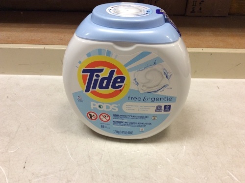 Tide PODS Laundry Detergent Pacs Free & Gentle, 81 ct - New - Lot 324