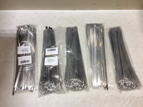 Lot of (5) Metal Cable Zip Ties, 200 Pcs - Appear New - Lot 854