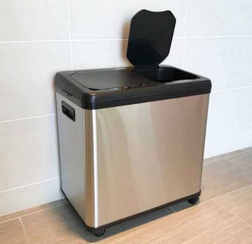 iTouchless IT16RB Stainless Steel Dual Compartment Touchless Sensor Recycle/Trash Can - Appears New  - Lot 130