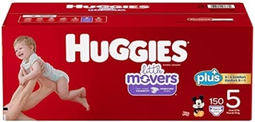 Huggies Little Movers Plus Diapers, Size 5, 150 Count - New  - Lot 637