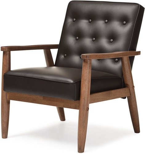 Baxton Studio BBT8013 Brown Arm Chair - Appears New in Damaged Box  - Lot 782