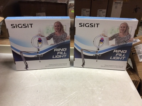 Lot of (2) Sigsit Webcam Suspension Scissor Stand with Ring Light & Phone Clip - New - Lot 376