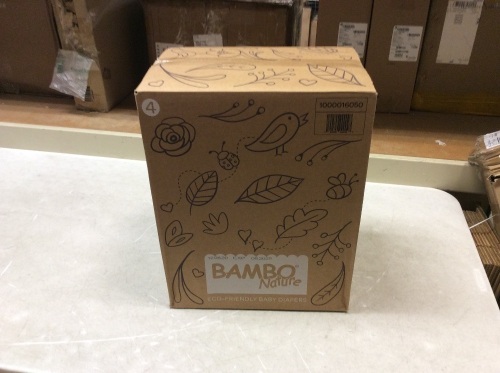 Bambo Nature Premium Baby Diapers, Size 4, 180 ct - New - Lot 330