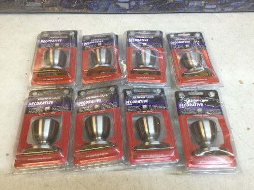Lot of (8) Design House Terrace Satin Nickel Dummy Door Knobs - New  - Lot 1134