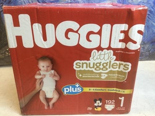 Huggies Little Snugglers Baby Diapers, Size 1, 192 ct - New - Lot 612