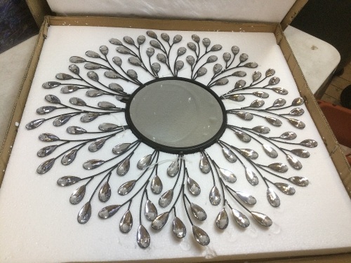 Lulu Decor 24" Crystal Leaf Vine Wall Mirror - Appears New  - Lot 633