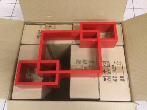 Case of (6) Red Rectangular Intersecting Floating Wall Shelves - Appears New - Lot 294