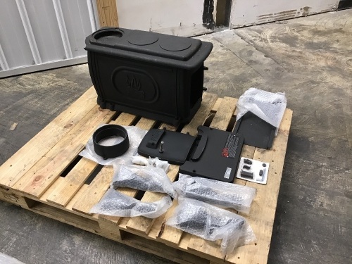 Cast Iron Wood/Coal Stove - E-Comm Return, New with Cosmetic Damage - Back Corner is Broken  - Lot 104
