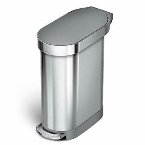 Simplehuman 12 Gallon Slim Hands-Free Kitchen Step Trash Can with Lid - Appears New   - Lot 501