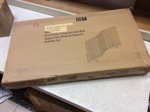 3 Panel 36" Pet Gate with Support Feet, Espresso - Appears New  - Lot 1036