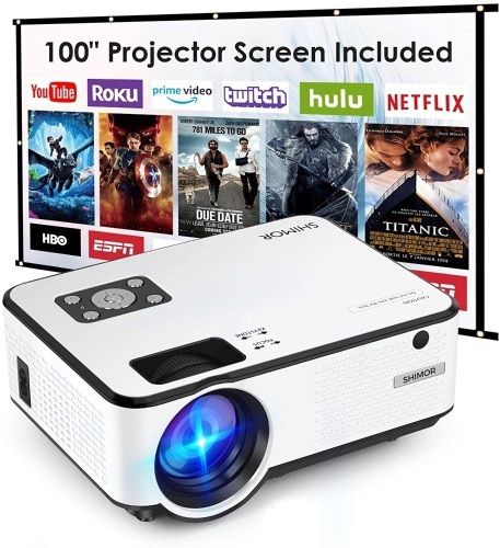 Shimor C9 Mini Portable Projector with 100" Projector Screen - Appears New - Lot 573